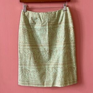 J. Crew Green and Gold Pencil Skirt | Size 4